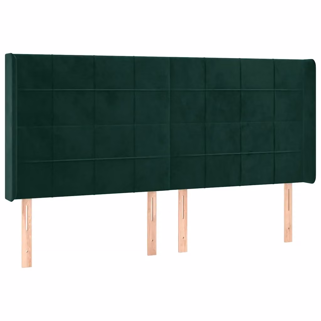 Testiera ad orecchio vidaXL in velluto verde scuro, L: 183 cm, P: 16 cm, H: 118/128 cm – 2
