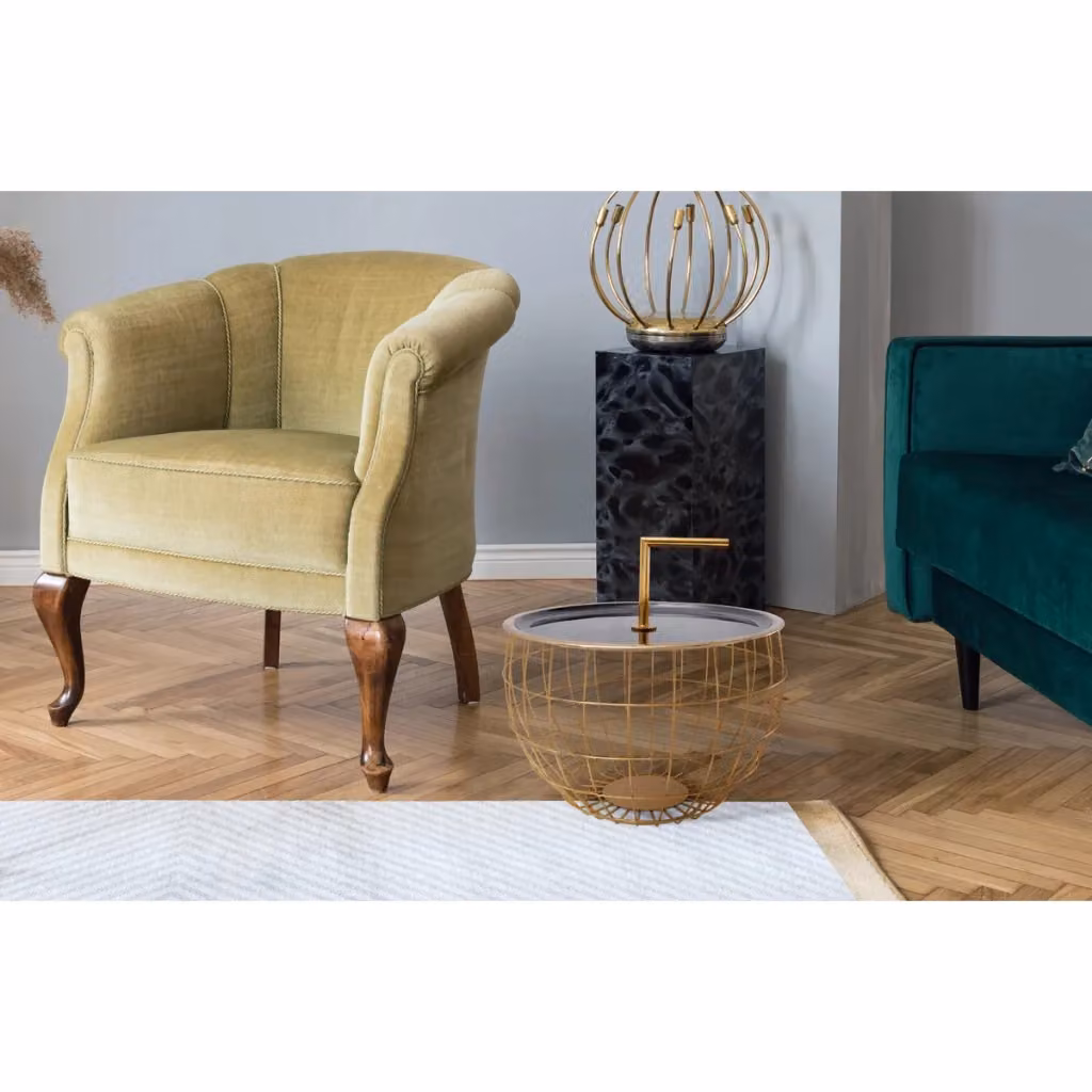 Tavolino Art Deco 520 Kendra Home in metallo nero con manico dorato – 2