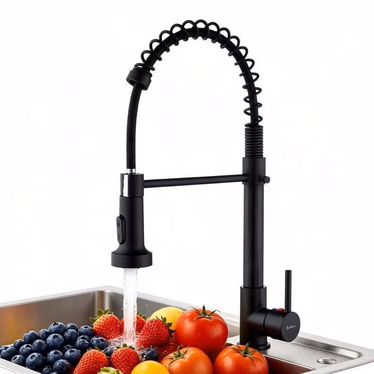 Miscelatore per lavello da cucina, girevole a 360°, estraibile, colore nero