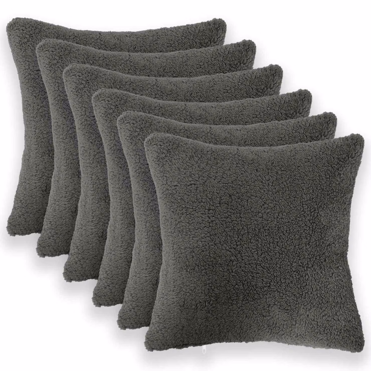 Set di 6 federe vidaXL HEERLEN in tessuto bouclé grigio scuro, L/P: 30 x 30 cm