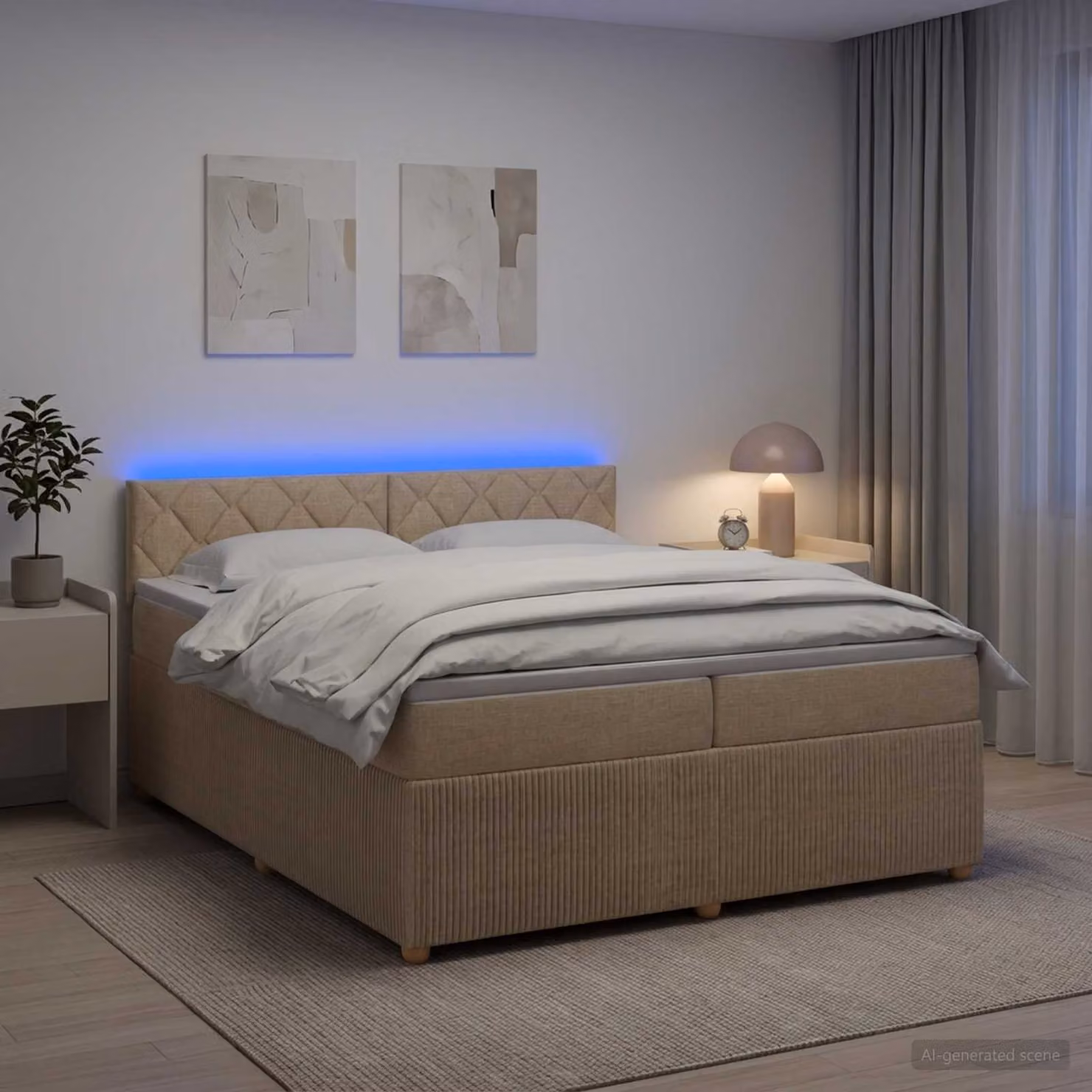 Letto box spring ibrido vidaXL con materasso a molle insacchettate e illuminazione sottostante, L/P: 200 x 200 cm, Multicolore