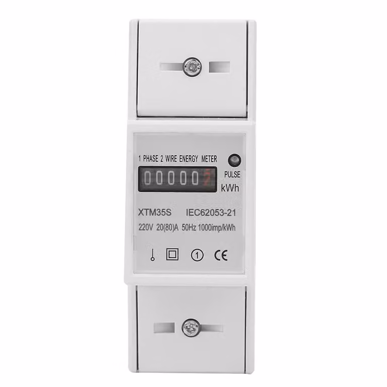 Contatore elettrico digitale monofase a 2 fili 2P su guida DIN 220 V Contatore elettronico kWh (20(80)A)