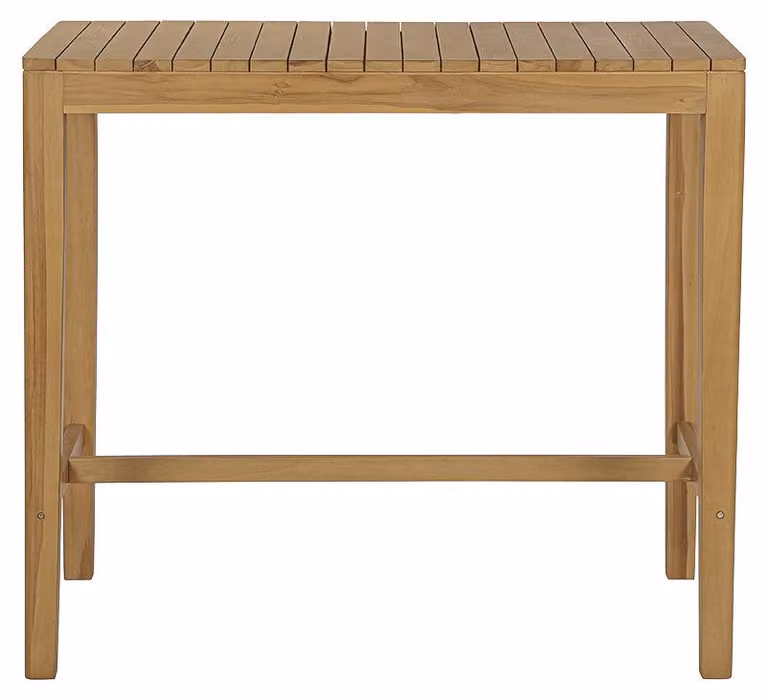 Miliboo - Tavolo da giardino rettangolare alto in legno di teak massello, lunghezza 120 cm, modello GILI