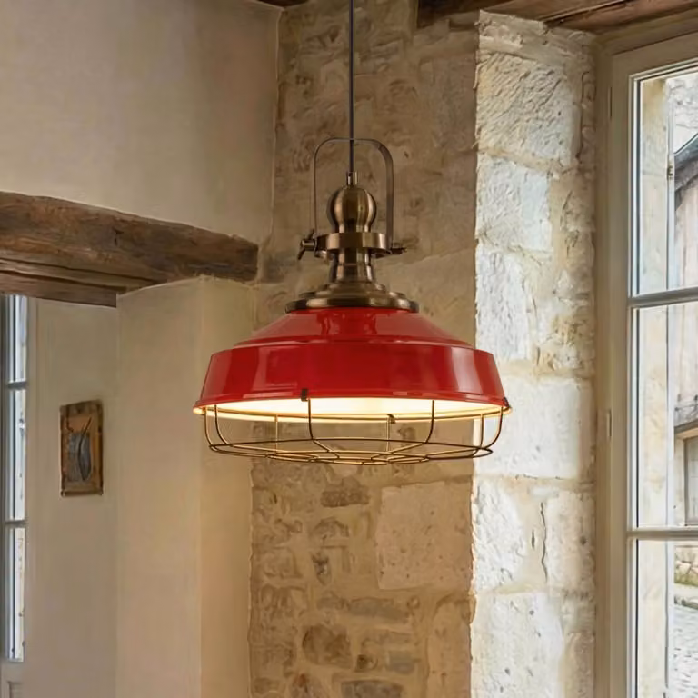 Lampada a sospensione Astel ROYALTECH, dimmerabile, Rosso, Soggiorno / Sala da pranzo, Metallo, Industriale, Lampada a sospensione