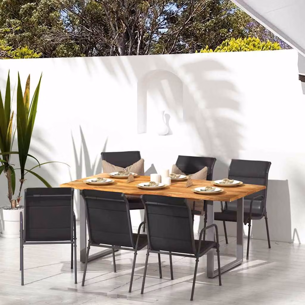 Set di 6 sedie da giardino vidaXL in acciaio e textilene nere con braccioli