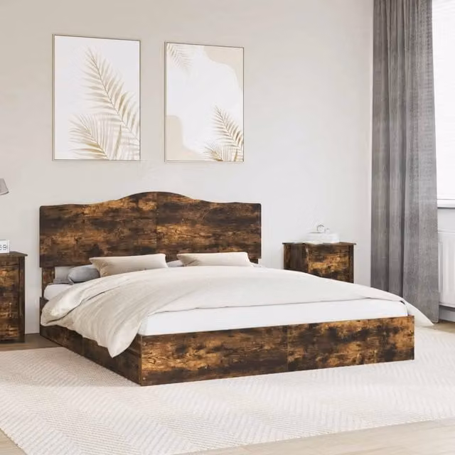 Letto con Contenitore con cassetto Rovere fumé 180 x 200 cm 3413482