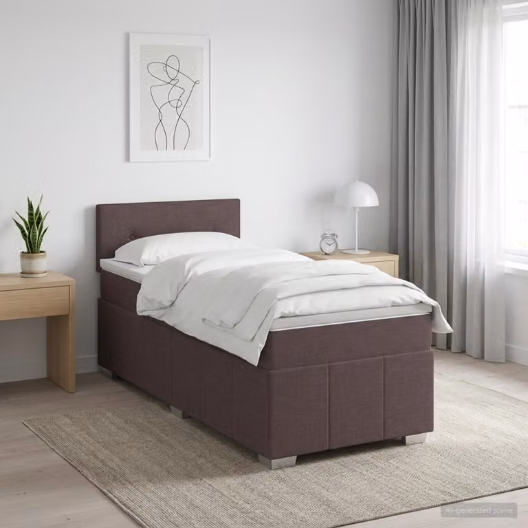 Maison Exclusive - Letto boxspring con materasso marrone scuro 90 x 200 cm Tessuto