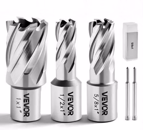 Set di 5 punte per trapano HSS VEVOR in acciaio inossidabile color argento con 2 perni di centraggio e custodia in plastica