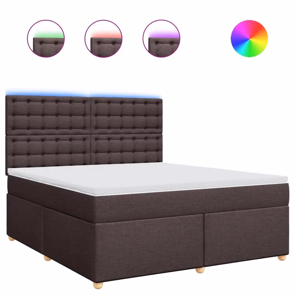 Letto Ibrido Moderno vidaXL con Materasso e Struttura in Tessuto Marrone e Bianco L/P: 180 x 200 cm – 2
