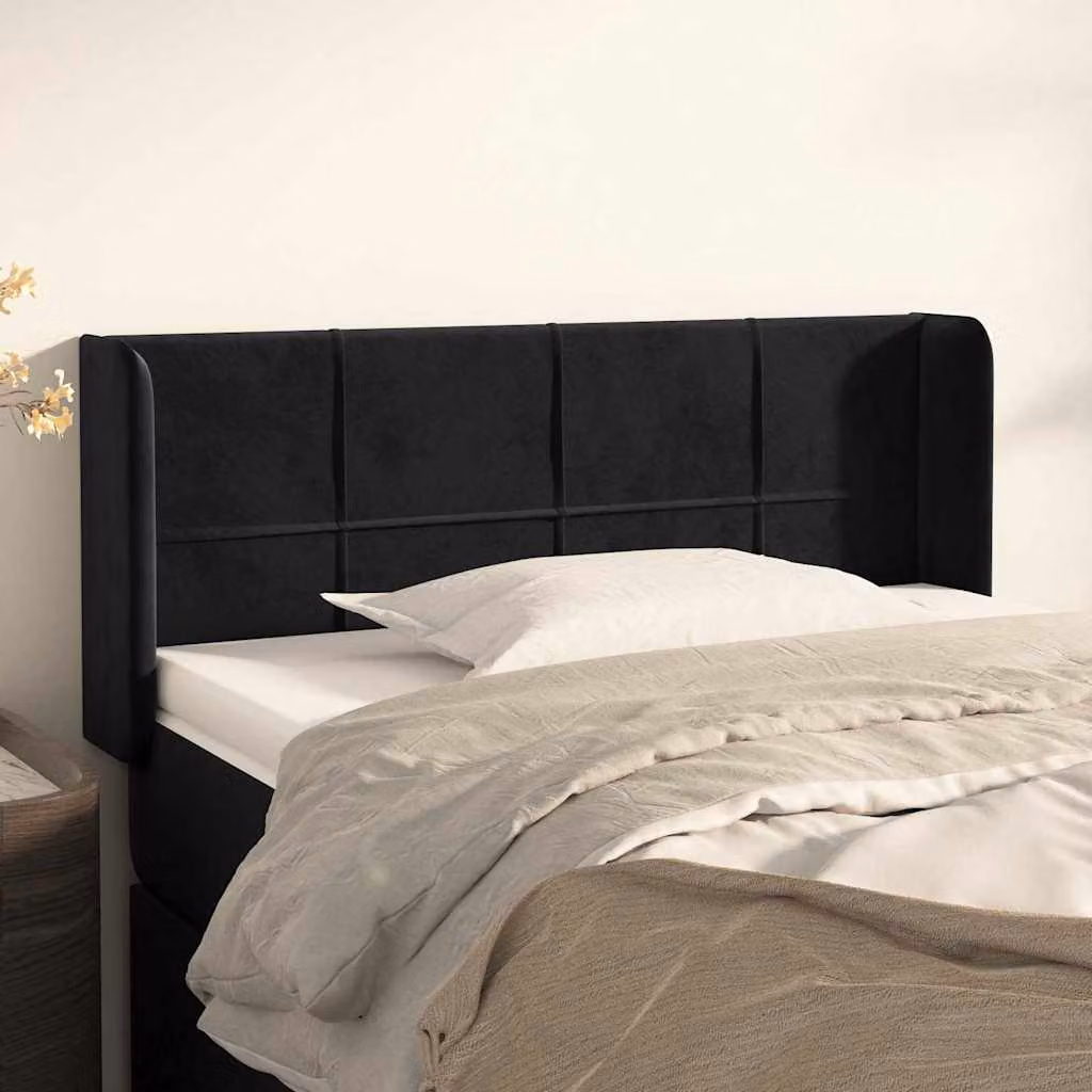 Testiera ad orecchio vidaXL in velluto nero L: 83 cm, P: 16 cm, H: 78-88 cm