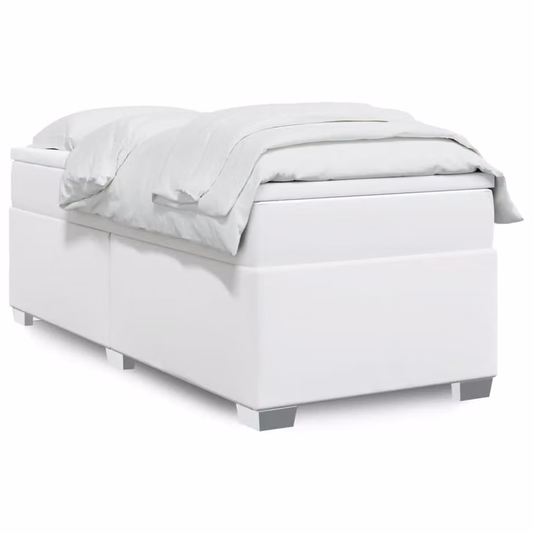 vidaXL Giroletto a Molle con Materasso Ibrido in Similpelle Bianco L/P/H: 100 x 200 cm