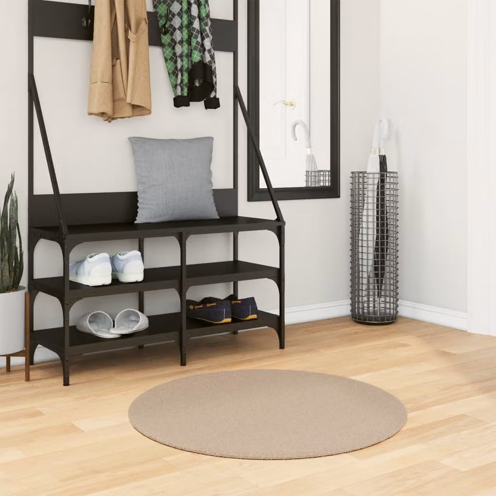 vidaXL Tappeto Rotondo a Pelo Corto HUARTE Sabbia, Lavabile e Antiscivolo, Ø 80 cm