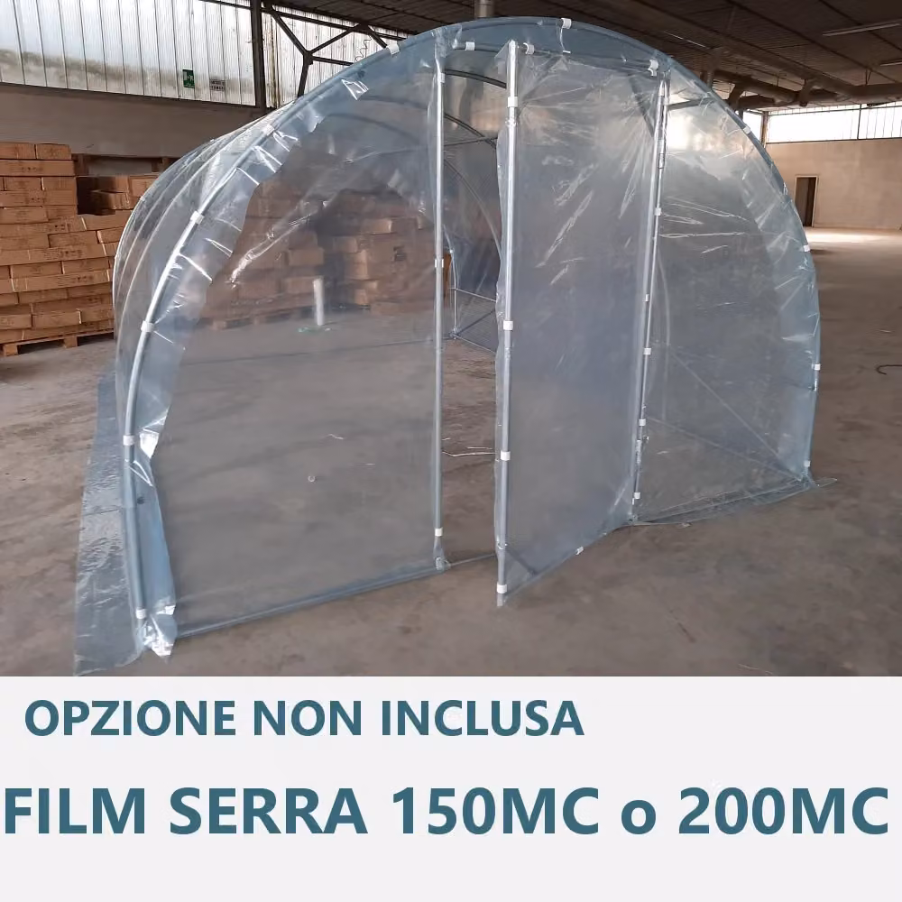 Struttura Serra Easy a Tunnel ad Archi in Acciaio Zincato Argento L: 10 m, P: 4 m, H: 2,5 m – 2