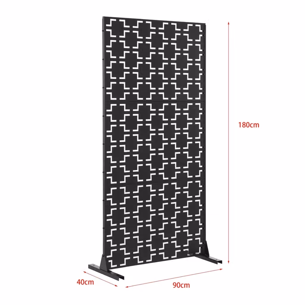 Parete divisoria paravent in acciaio zincato nero per esterno e interno L/P/H: 180 x 90 x 40 cm – 2