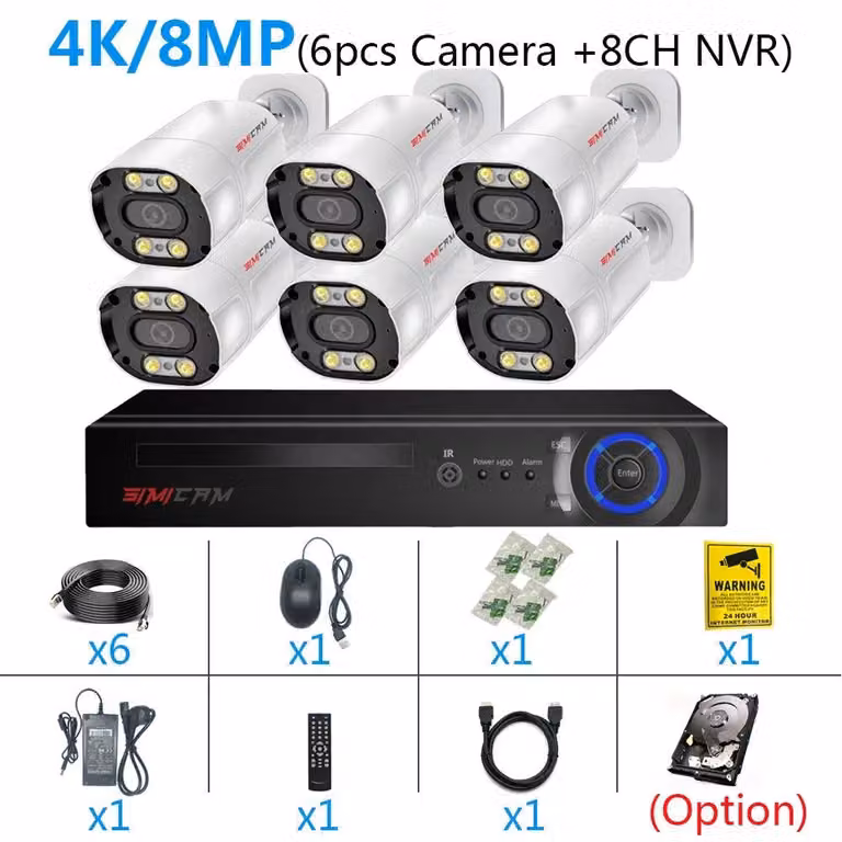 Sistema di videosorveglianza 4K a 8 canali - Kit di telecamere CCTV - Sistema di telecamere IP - Kit di videosorveglianza PoE - Sistema di registrazione video