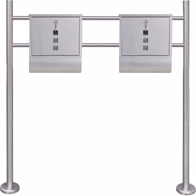 Casetta della Posta Doppia DESIGN IN con Supporto in Acciaio Inossidabile Argento L/P/H: 33,5 x 31,0 x 10,5 cm