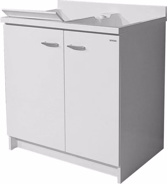 Mobile Lavatoio 80x60x85cm 2 Ante 2 Vasche Asse in Termoplastico Montegrappa Marella Bianco