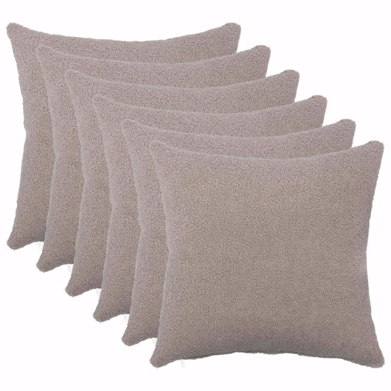 Set di 6 federe vidaXL HEERLEN in tessuto bouclé grigio chiaro, L/P: 30 x 30 cm