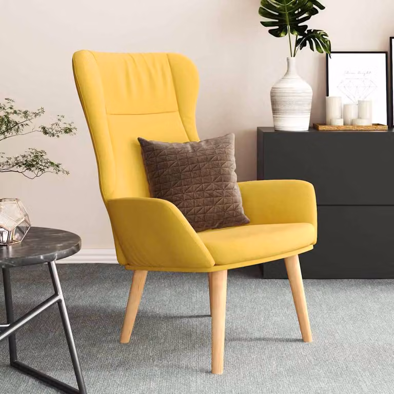 vidaXL Poltrona Relax Gialla in Tessuto con Braccioli e Struttura in Legno e Metallo