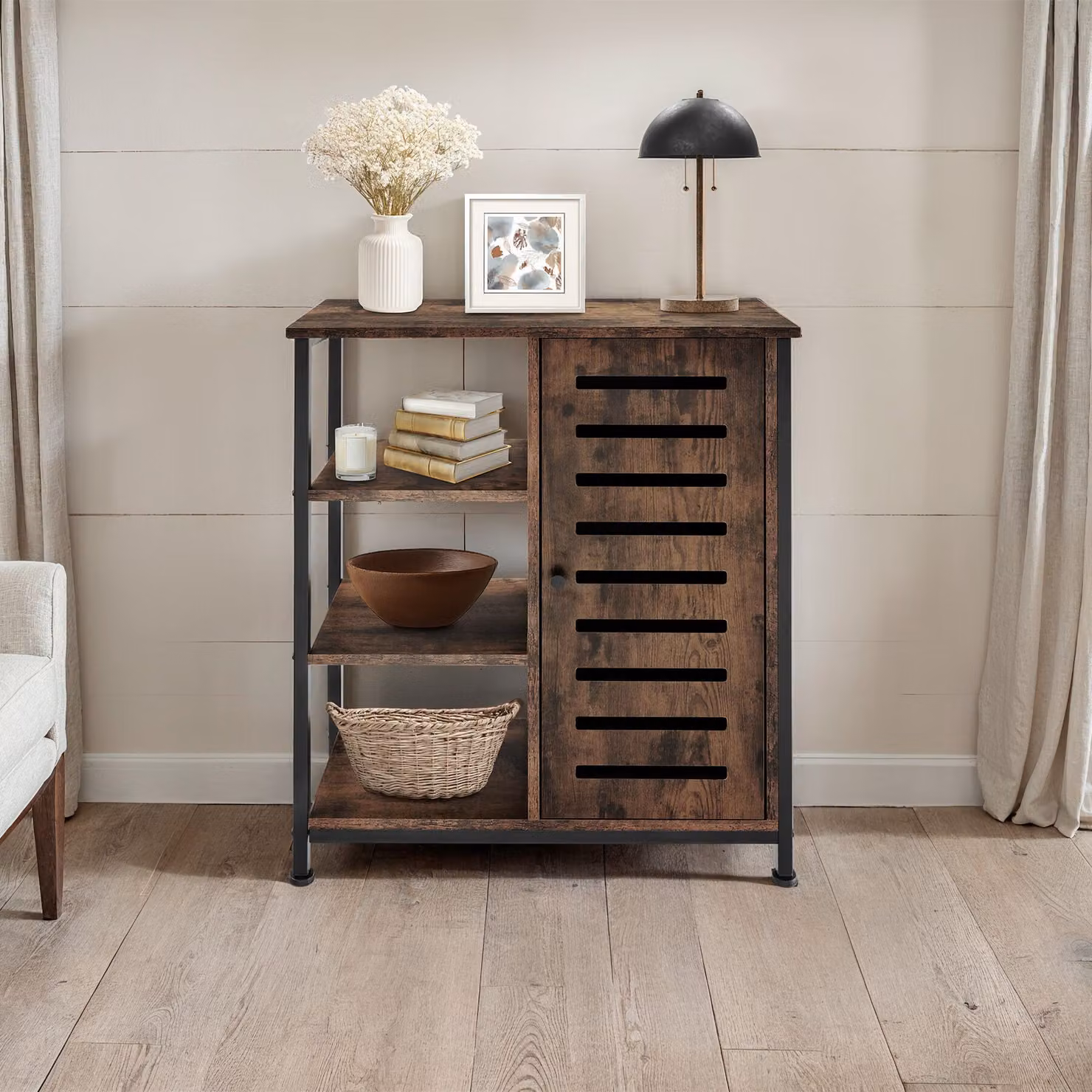 Credenza in stile industriale TecTake GmbH colore marrone con finitura opaca L/P/H: 71 x 32 x 82 cm – 2