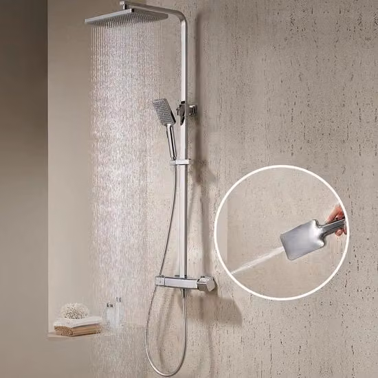 Termostato doccia a pioggia - alta pressione - 30 x 20 cm - doccia a pioggia quadrata 90-120 cm senza rubinetto