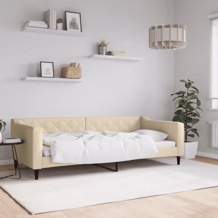 Letto da giorno vidaXL in tessuto beige L 90 cm x P 200 cm