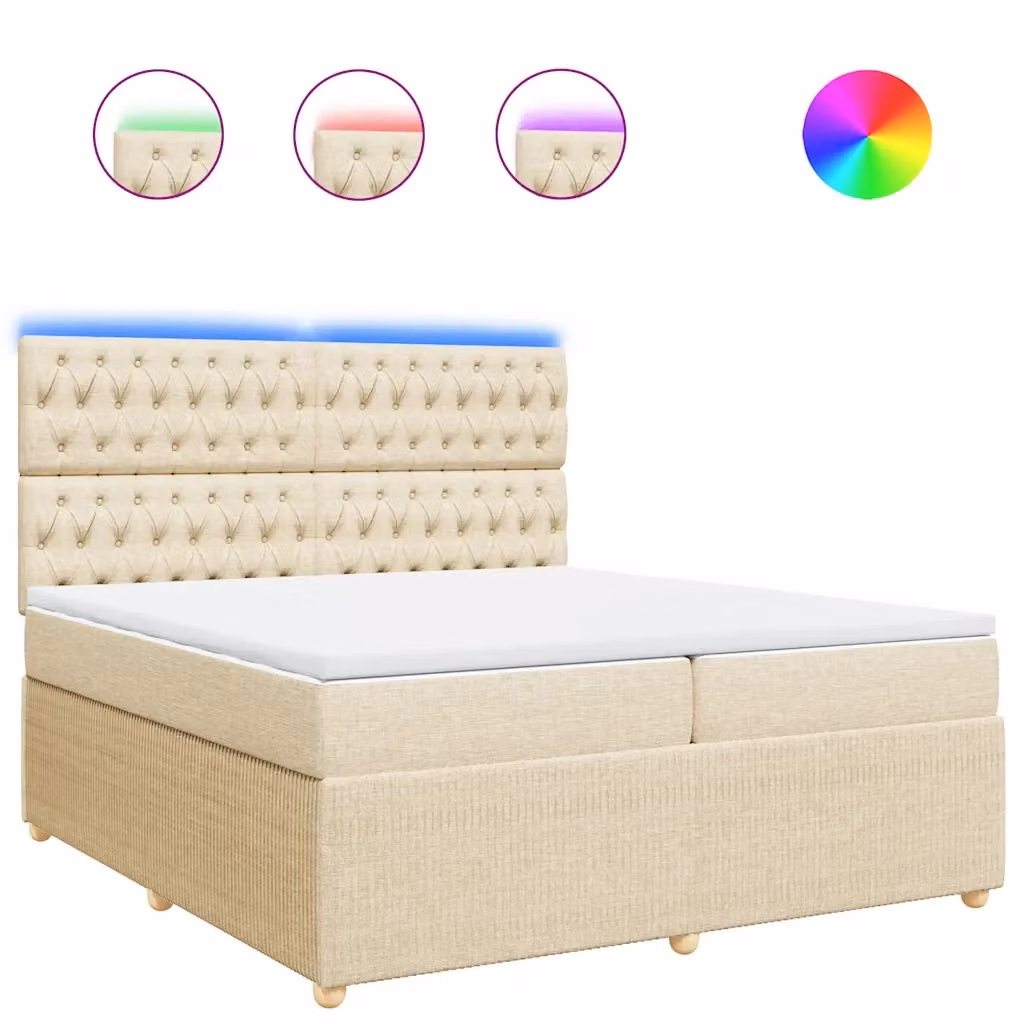 Letto Ibrido vidaXL con Materasso in Schiuma e Molle, Colore Beige e Bianco, L/P: 200 x 200 cm – 2