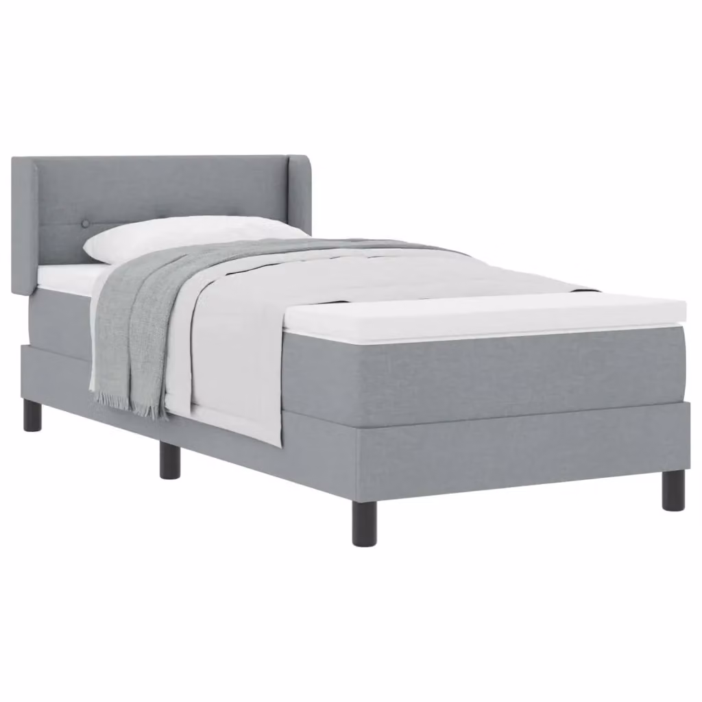 Letto a molle con testiera vidaXL in tessuto grigio, L/P/H: 190 x 90 x 140 cm – 2