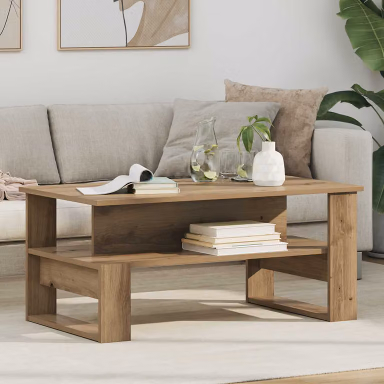 Tavolino da salotto moderno vidaXL in legno color rovere marrone L 90 cm x P 50 cm x H 40 cm