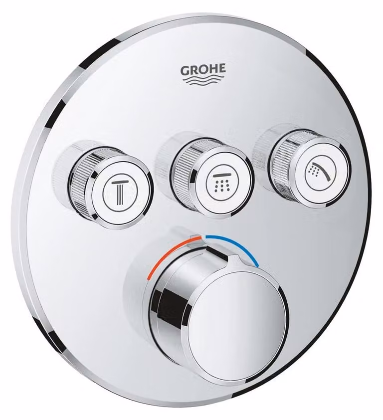 Miscelatore monocomando SmartControl, per 3 uscite, finitura cromata, da montare a parete