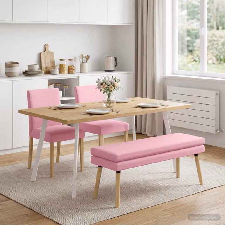 Panchina a doppio strato vidaXL in tessuto rosa con struttura in legno, L 110 x P 40 x H 47 cm