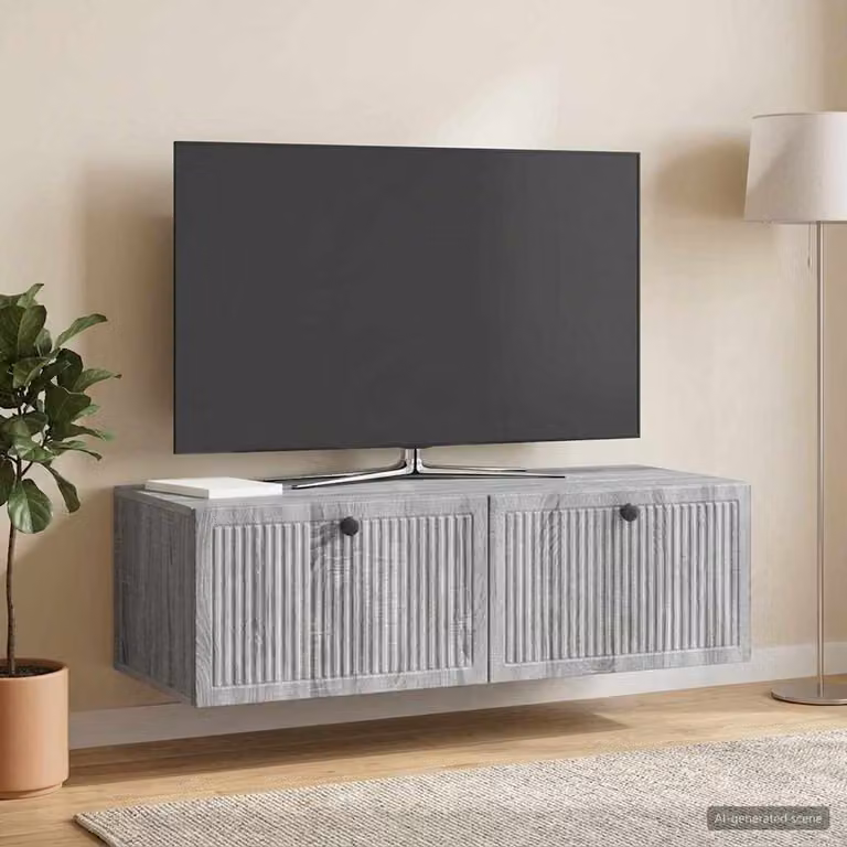 vidaXL Mobile Porta TV da Muro Moderno Grigio L: 98 cm, P: 41 cm, H: 30 cm