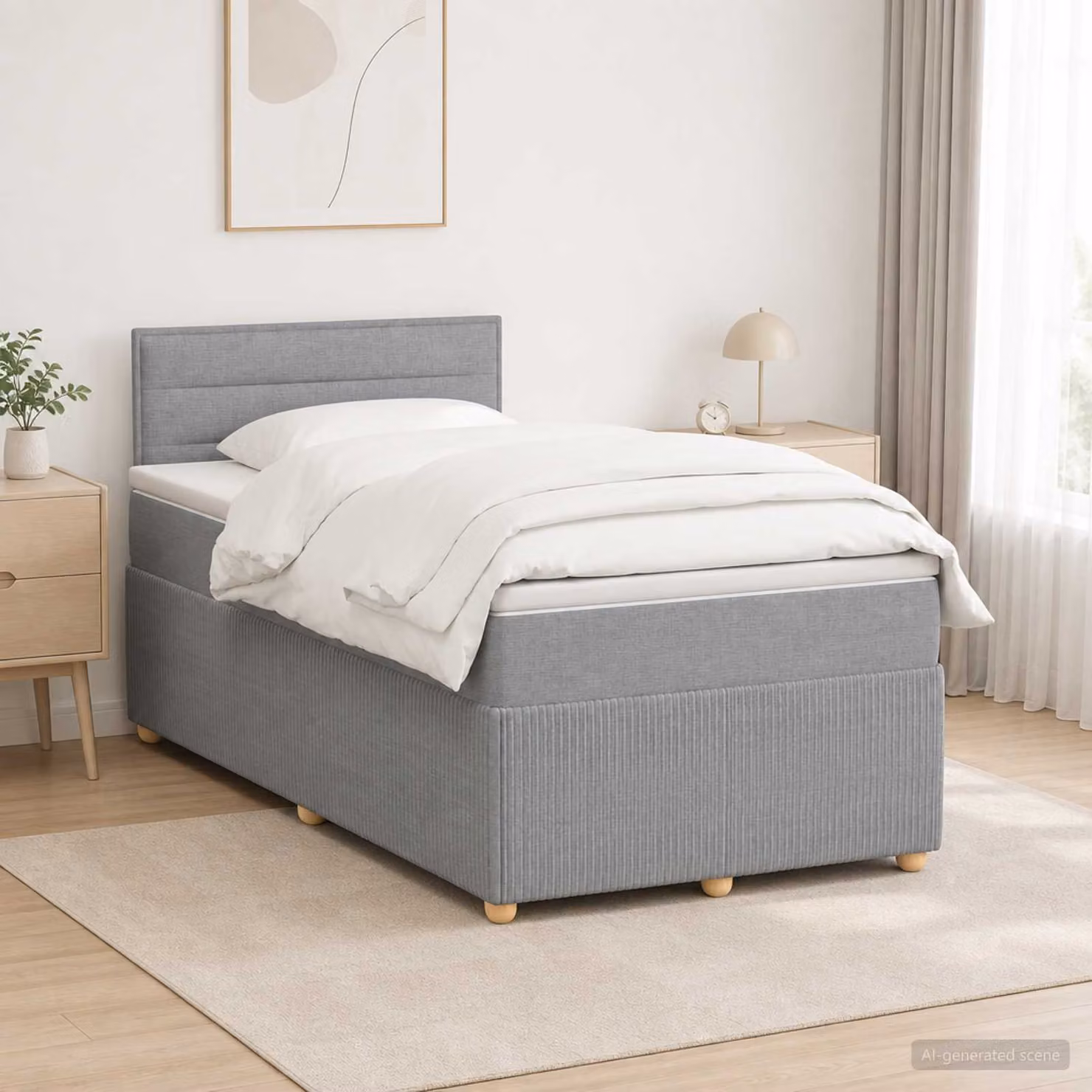 vidaXL Letto box spring con materasso Grigio Chiaro 120 x 190 cm