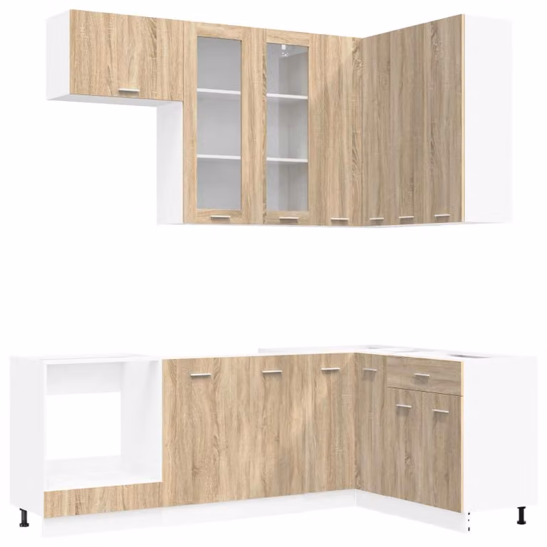 Set di cucina LYON, 8 pezzi, impiallacciato in rovere Sonoma, legno ingegnerizzato