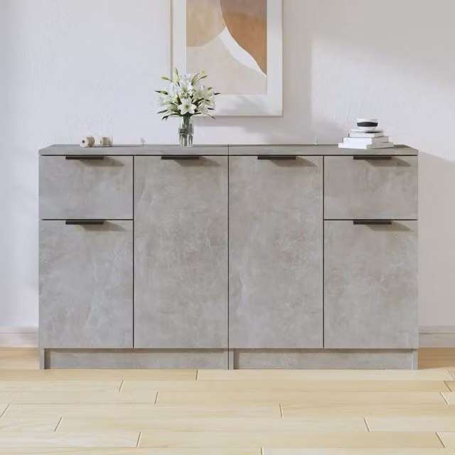 Set di 2 credenze vidaXL in legno multistrato grigio, L/P/H: 60 x 30 x 70 cm