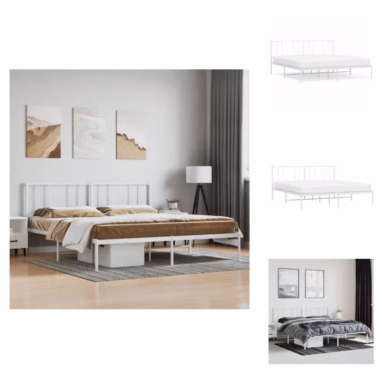 vidaXL Giroletto con testata in metallo bianco 183x213 cm - Letti & reti