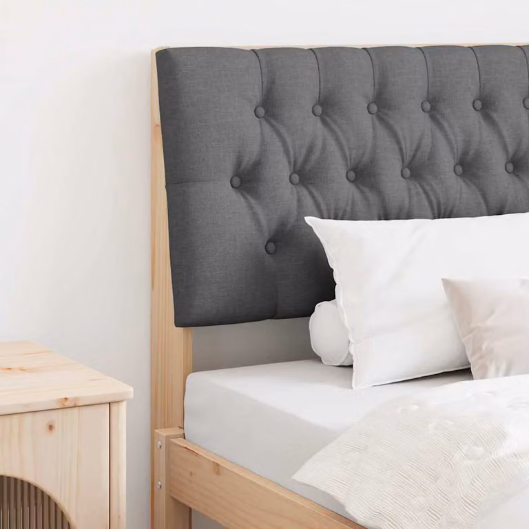 Testiera imbottita moderna vidaXL in pino massello e tessuto, Grigio scuro, Larghezza: 100 cm