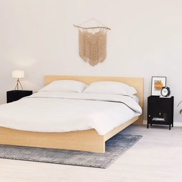 Set di 2 comodini moderni vidaXL in metallo e vetro neri, L/P/H: 40 x 30 x 54,5 cm