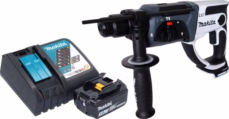 Makita DHR 202 RF1W Trapano a percussione a batteria 18 V 20 mm 2,0 J bianco + 1x batteria 3,0 Ah + caricabatteria