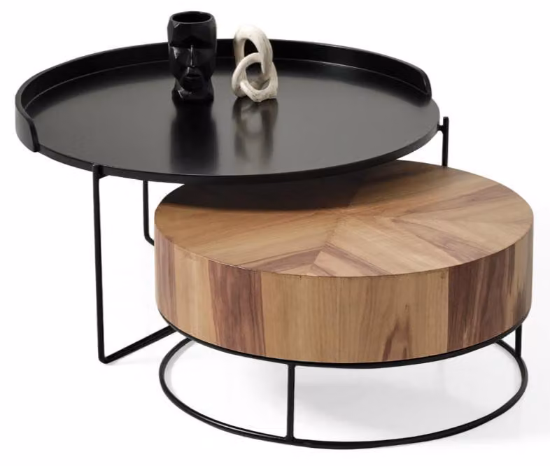 Tavolini da salotto moderni e nero, marrone, legno, metallo, nuovi