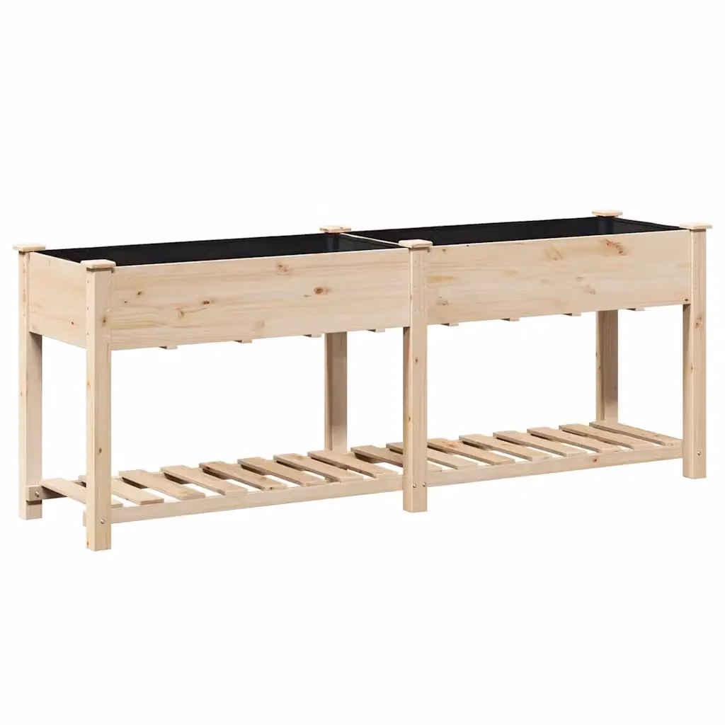 Fioriera da giardino con scaffale vidaXL in legno di abete, colore beige, L 203 x P 53 x H 76,5 cm – 2