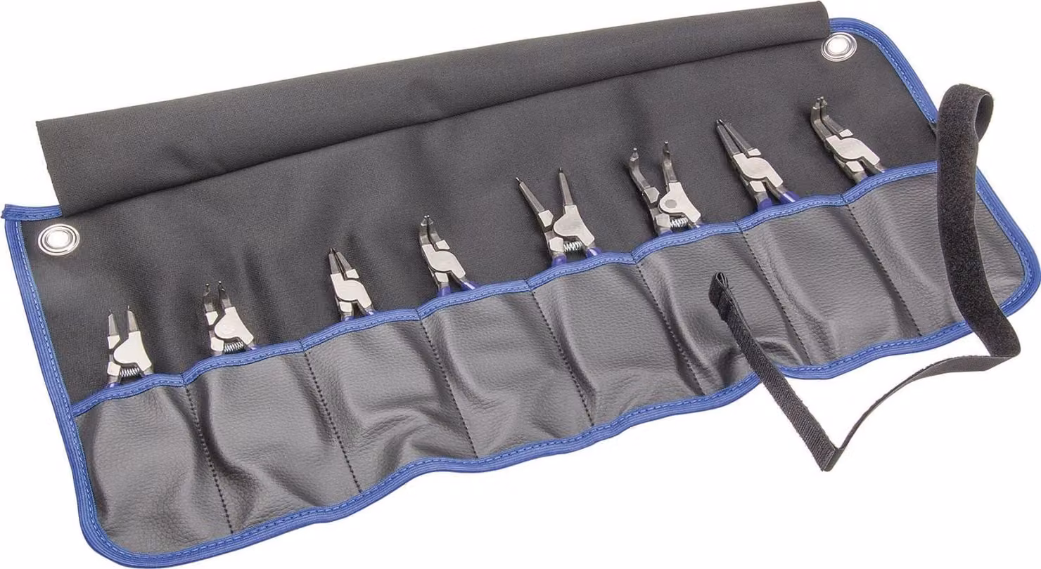 Set di pinze per anelli di sicurezza, 8 pezzi, 10 - 60 mm