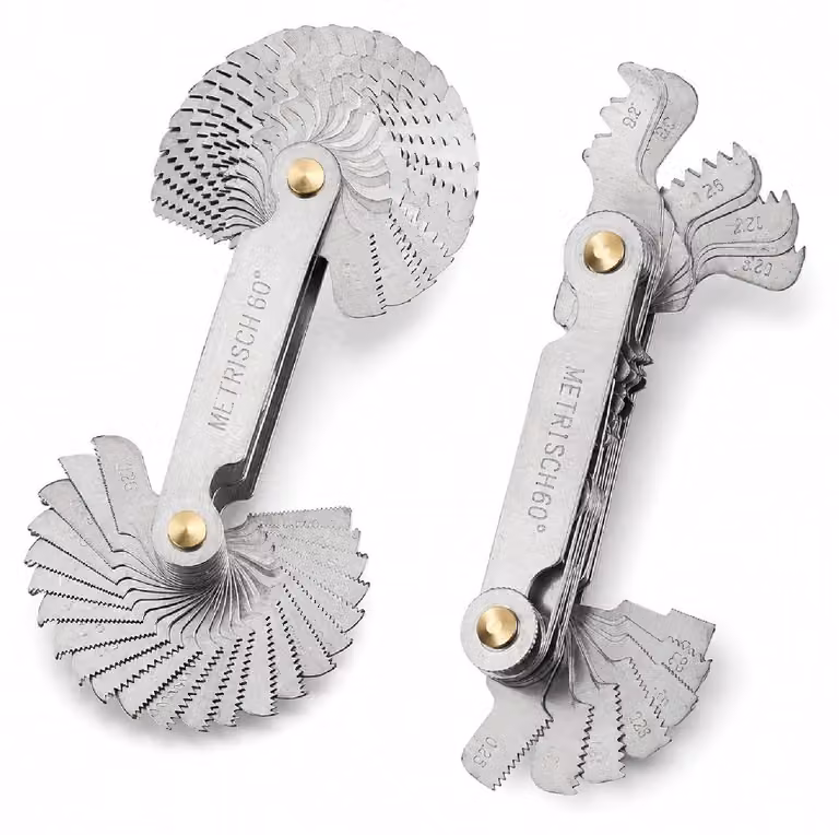 Calibro in acciaio inossidabile, set da 52 pezzi, con misure metriche e imperiali, da 0,3 a 0,5 cm, con angoli di 60° e 55°, per misurazioni