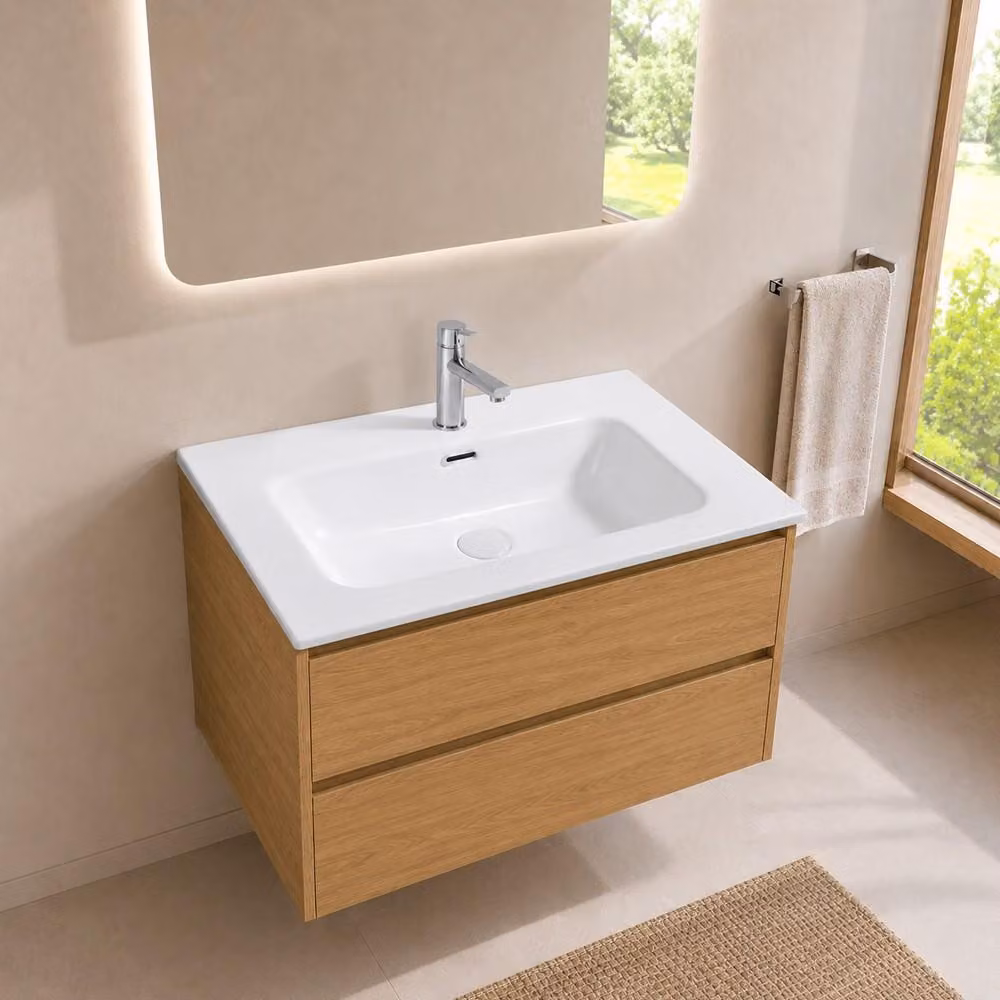 Lavabo Bulnes60 in Vetroceramica Bianco Lucido 61 cm – Eleganza Essenziale per il Bagno