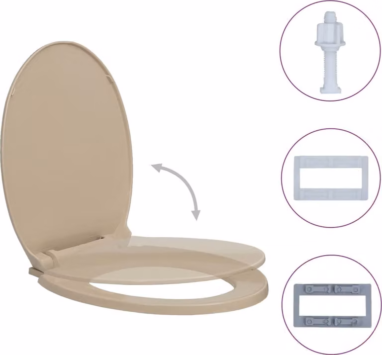 Tavoletta WC a Chiusura Ammortizzata Beige Ovale