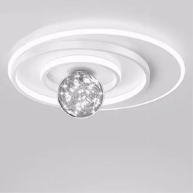 Plafoniera LED Trade Shop Traesio 48W a forma di cerchio e spirale, lampadario tondo moderno con luce bianca fredda, colore bianco