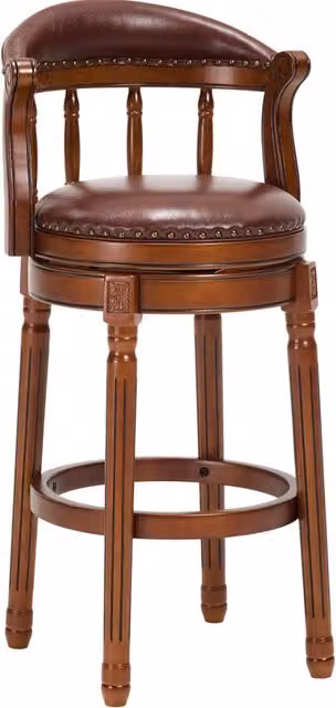 Sgabello da bar girevole 54,8 x 54,8 x 96 cm, pelle marrone, struttura in legno
