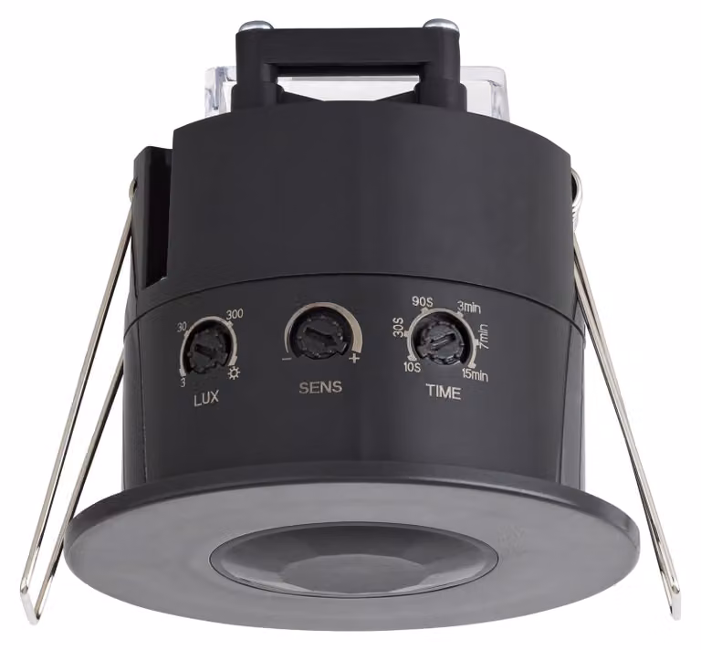 Sensore di movimento da incasso a soffitto, grado di protezione IP54, compatibile con LED, programmabile
