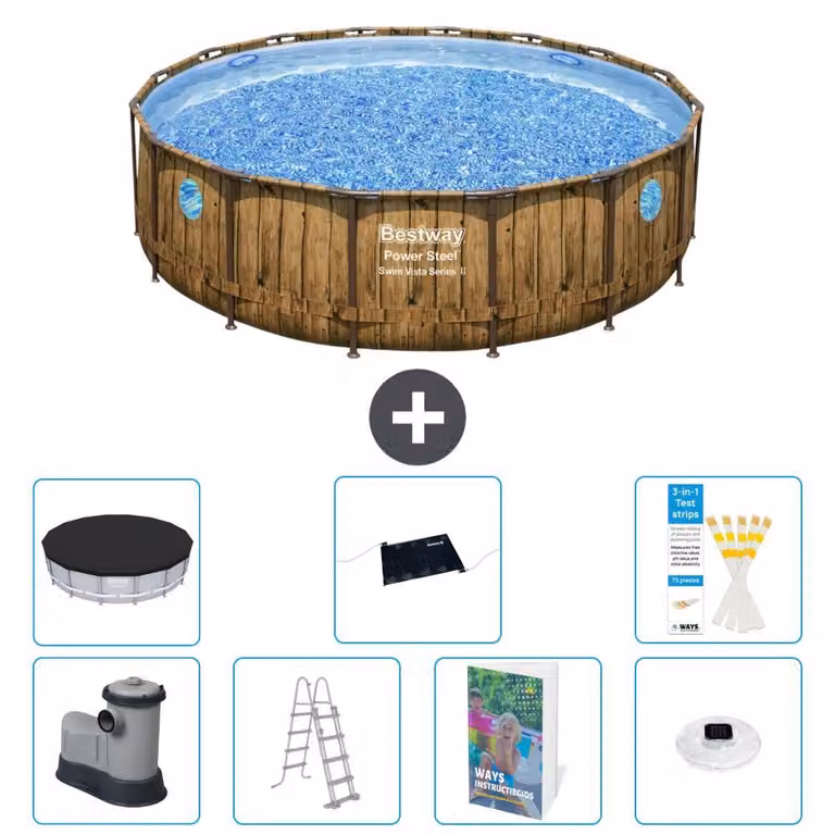 Bestway Power Steel, piscina rotonda - 488x122 cm - composta da 6 parti, modello S598