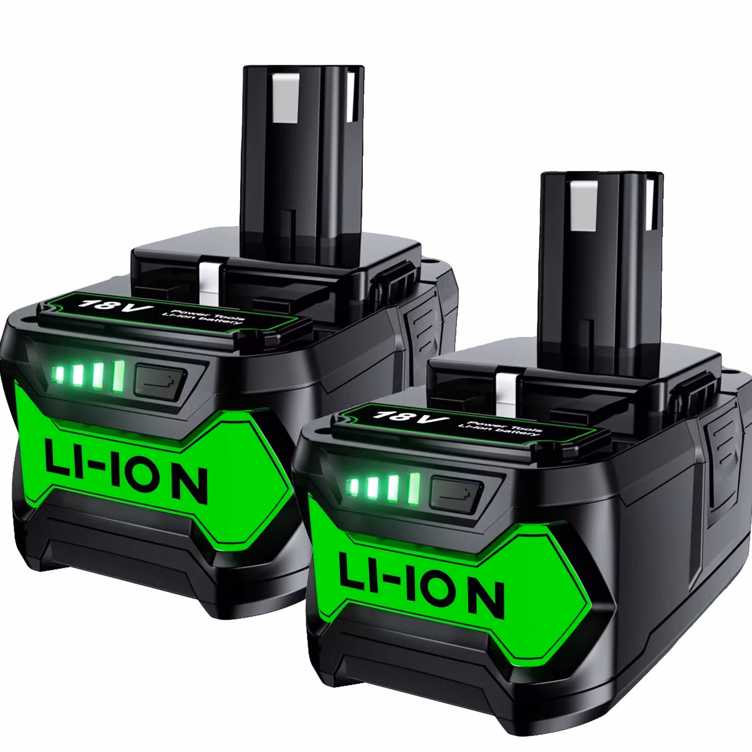batteria da 9000mAh per utensili Ryobi, 18V Li-Ion, opzione ad alta capacità, 2 pezzi da 6,0 Ah